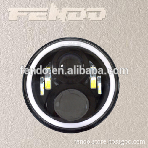 High Brightness Round 7Inch LED Jeep Wrangler Headlight Harley Motorcyle High/Low Beam Headlamp With LED Ring